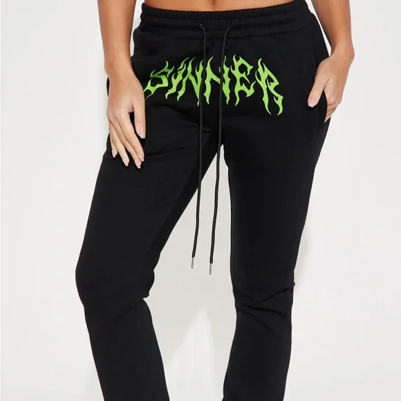 ❌SOLD❌❌ HP! 🎉 Sinner Graphic Wide Leg Pants 🖤 - Picture 4 of 6